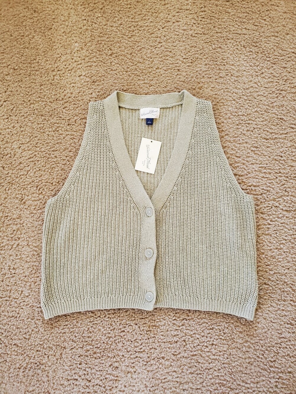 NWT Universal Thread Sage Green Knit Button-Front Vest